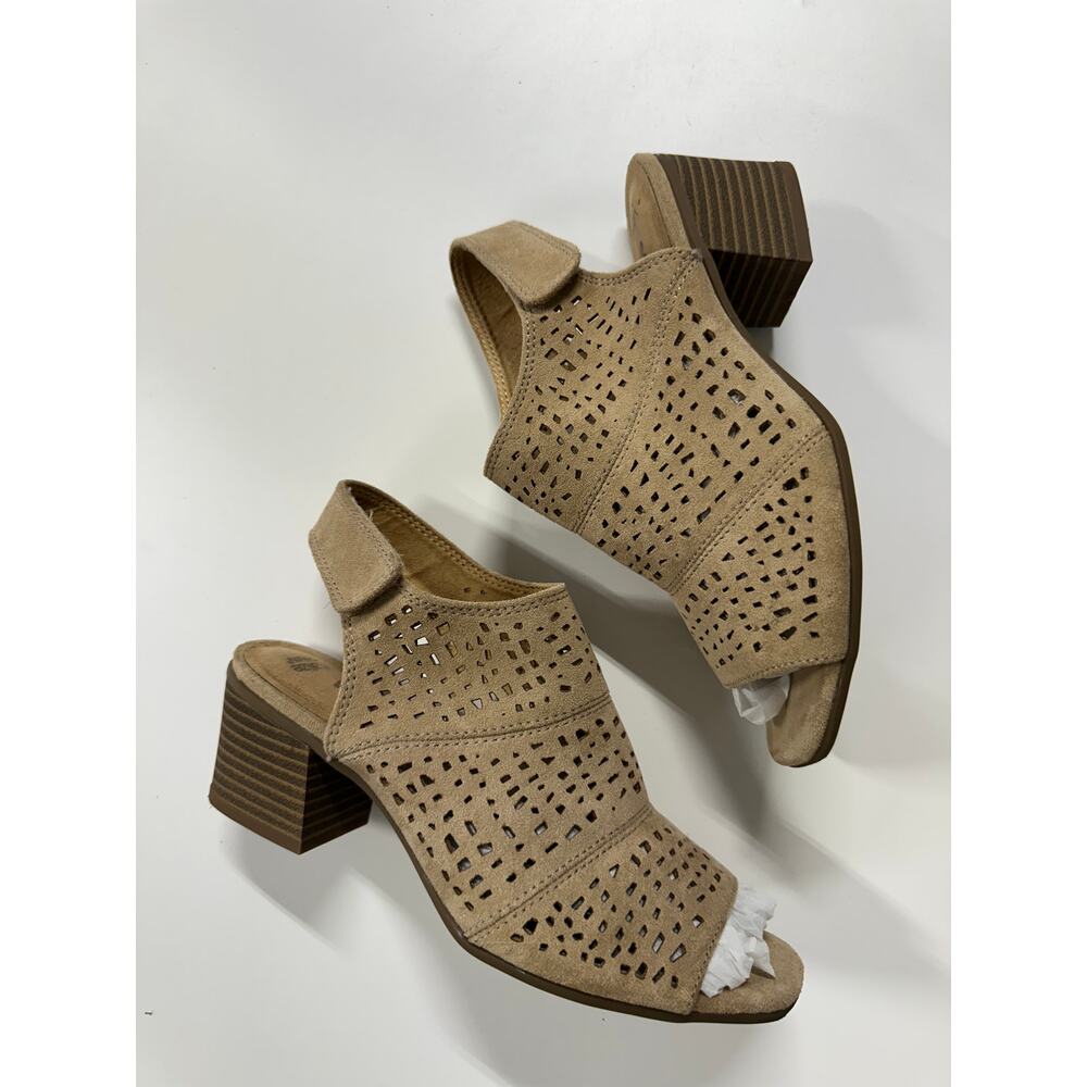 Sonoma Vitalize Ortholite 6.5 Med Aussie Taupe Laser Cutout Peep Toe Heel Sandal - Picture 3 of 10